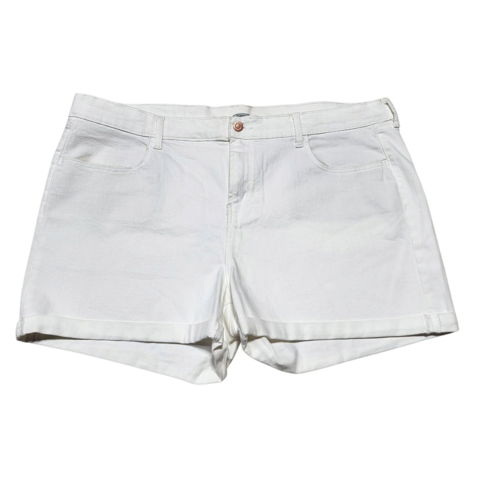 Old Navy Denim Shorts Womens 20 White‎ Mid-Rise Cuffed Stretch Summer Casual